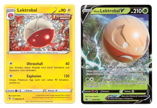 BB-Toy-Trades Compatible con Pokemon Lektrobal 088/264 Fusionsangriff Hisui-Lektrobal V SWSH294 Sword & Shield Black Star Promo Card - ALEMAN - Tarjeta única Fullart Holo + 1 cargador superior