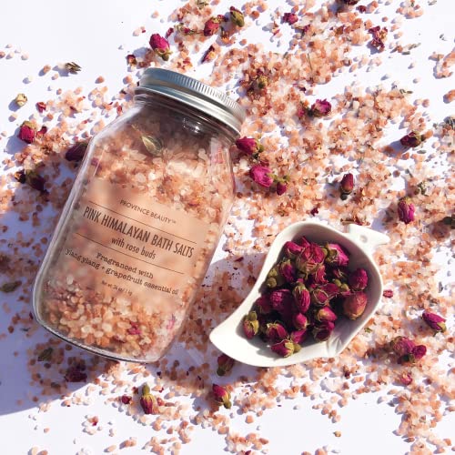 Pink Himalayan Bath Salt With Rose Petals -100% Natural Aromatherapy And Relaxation - Ylang Ylang Grapefruit Essential Oil Bath Salts For Women Relaxing-Cruelty-Free Cleanse Revitalize & Soothes Skin #TOP5