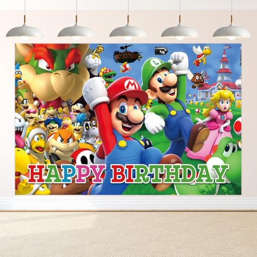 Super Theme Birthday Party Backdrop Cartoon Photography Backdrop Photo Super Theme backdrop Happy Birthday Party Decorations Photography Banner for Kids Boys Girl 5x3FT