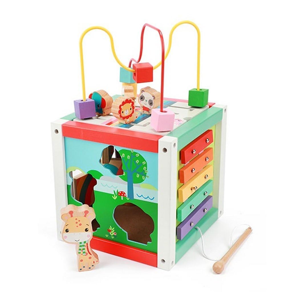 Fisher Price - Cubo de madera para desarrollo de bebés, a partir de 18 meses, madera, metal, textil, 43 x 23 x 23 cm