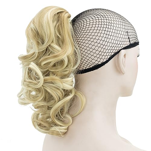 IMISSU Messy Curly Hair Short Claw Ponytail Hair Extensions Pony Tail Clip in Hairpieces (Medium Blonde) - Image 3