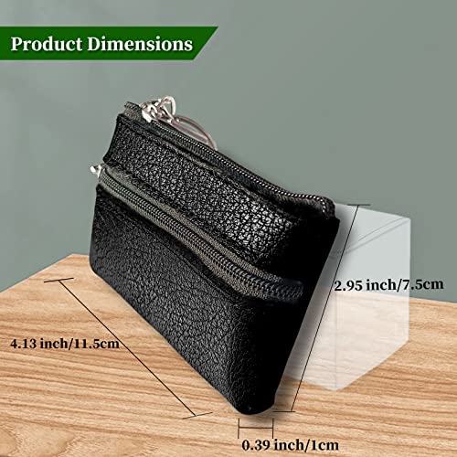 2PCS Leather Coin Purse for Men, Small Zipper Coin Pouch, Premium Car Change Holder for Cash Wallet as Money Pouch, Dice Bag, Coin Holder (2PCS Black Leather)2
