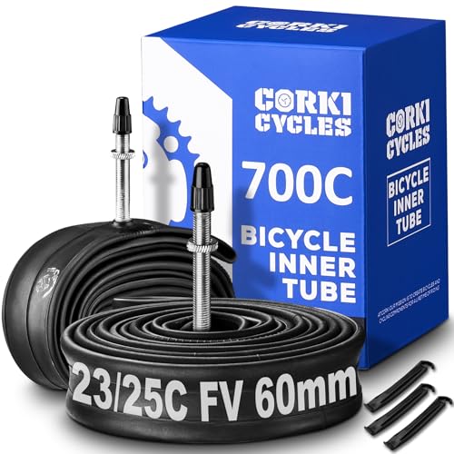 Image of Heavy Duty 700c Bike Tube 700 x 23-25c 28-32c 35-43c Butyl Rubber, 28 Inch Road Bicycle Tire Inner Tube Replacement 2 Pack with Tire Levers