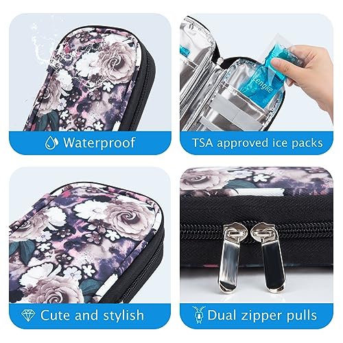 Image of YOUSHARES Insulin Cooler Travel Case - Portable Refrigerated Medicine Case for Insulin Pen, Medication and Diabetic Supplies with 2 TSA Approved Ice Pack