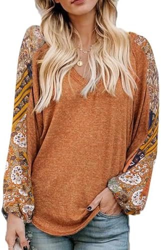 Beyove Boho Tops for Women Long Sleeve V Neck Fall Shirts Bohemia...