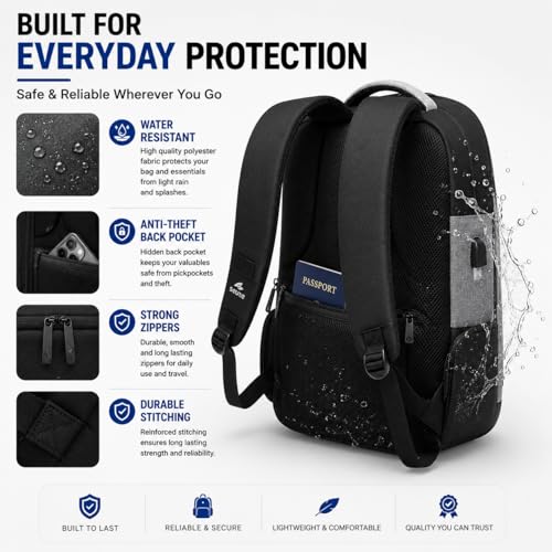 Image of Seute Verdiater 4.0 Laptop Backpack | Shockproof 15.6 Inch Bag | USB Charging | 30L Travel Office College Backpack | Shoe Pocket | Anti Theft | Water Resistant Durable Bag for Men Women