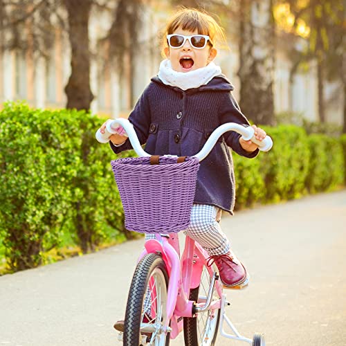 Froats Bike Basket, Hand-Woven Front Handlebar Bicycle Basket With Adjustable Leather Straps, Bicycle Storage Baskets For Kids And Adult, Suitable For Small Bicycles Or Folding Bikes #TOP3