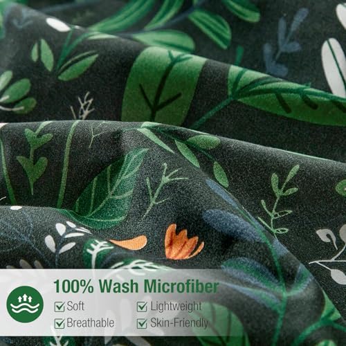 Image of Lekesky King Size Reversible Duvet Cover, Duvet Cover King Size 3 Piece Romantic Garden Microfiber Botanical Bedding Set with Zipper Closure Corner Ties