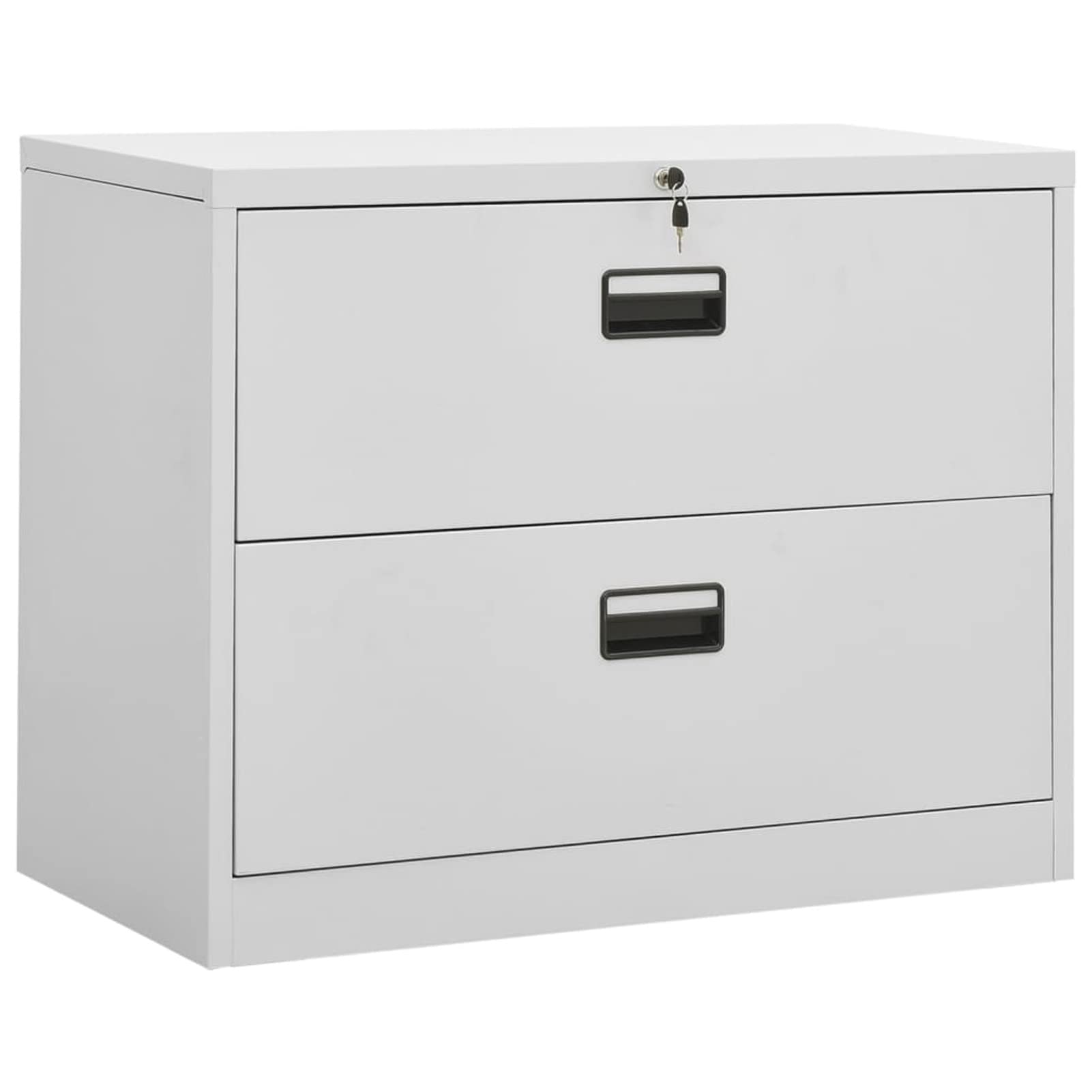 Armadietto portaoggetti in metallo, cassettiera, tavolino con serratura, resistente, armadietto in acciaio grigio chiaro, 90 x 46 x 72,5 cm