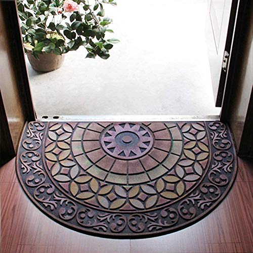 WOXIN Alfombra de entrada media redonda, antideslizante, para entrada en interiores y exteriores, fácil de limpiar, ideal para patio, color morado