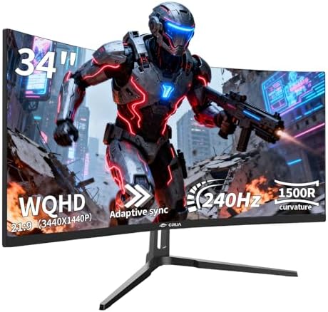 CRUA CRUA 34 Inch Curved Gaming Monitor 1500R