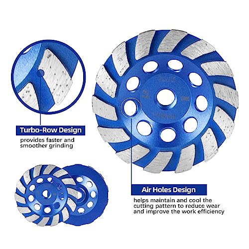 Sali O06JML115 4.5 Inch Concrete Grinding Wheels 14 Turbo Diamond Segments 5/8-11 Arbor Diamond Grinding Wheel Fit thumb #2
