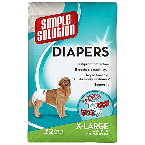 Simple Solution Disposable Dog Diapers for Female Dogs | Super Absorbent Leak-Proof Fit | XL | 12 Count