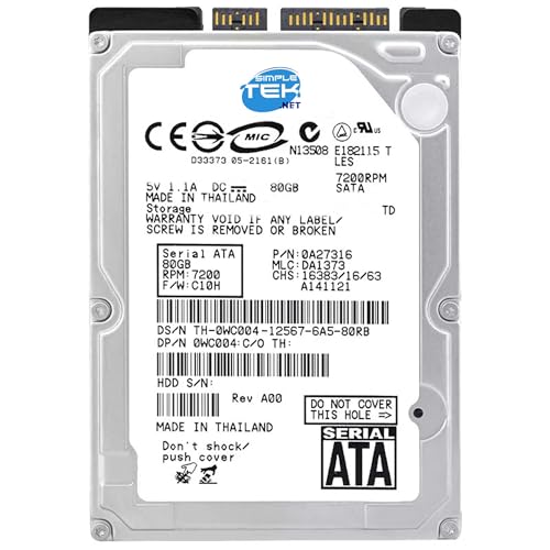 Disco duro de 2,5 SATA 80GB ideal para almacenamiento secundario de archivos