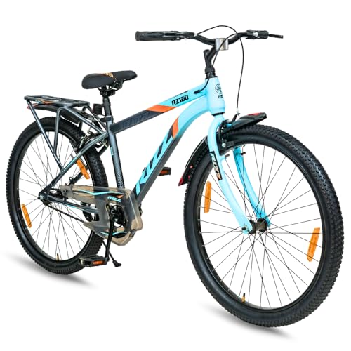 Image of Rizz RZ100 26T Bicycle | Steel Frame | Comfort Seat | Anti-Skid Tyres | Adjustable Handlebar | 10+ Years (Cyan)