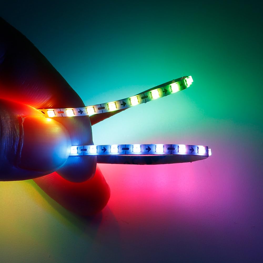6.5FT 160LEDs/m WS2812B 2.7mm Ultra Narrow RGB LED Strip DC5V, WS2812 Individually Addressable Dream Full Color Flexible LED Light IP30 for Bedroom DIY Projects (No Adapter or Controller)