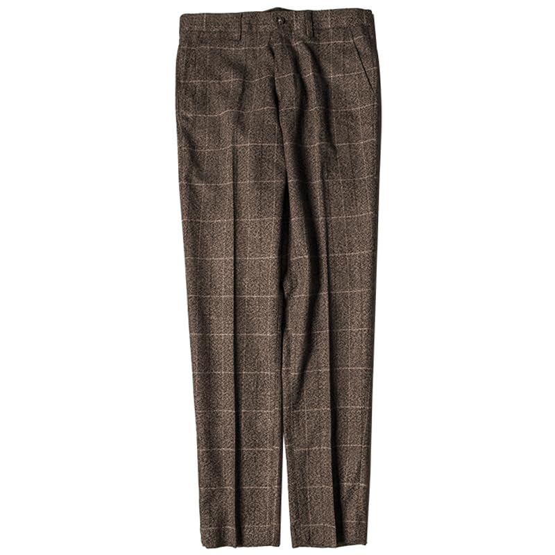 Men's Vintage Wool Blend Dress Plaid Pants Business Suit Straight Leg Casual Pants