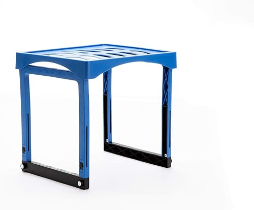 Miniatura 3 de Mind Reader PLOSHELF-BLU - Organizador de estantes, altura ajustable de 11 a 14.25 pulgadas, apilable y resistente, accesorios plegables, ideal para