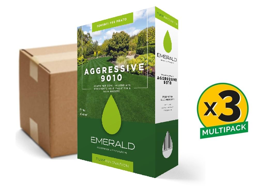 Emeraldgreen AGGRESSIVE 9010, Semi per Prato, Alta Tolleranza a Calpestio e Siccità, Adatto per Zone Soleggiate, alta Resistenza a Malattie e siccità, 3kg (120mq) (3)