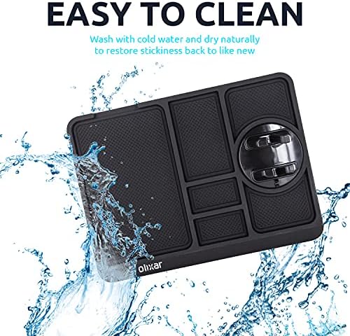 Olixar Non Slip Dashboard Mat for Car - Dash Anti Slip Mat with Phone Holder - Stop Items Sliding on your Dashboard - Large Sticky Gel Pad - Washable - Holds Phones, Keys, Coins, Sunglasses
