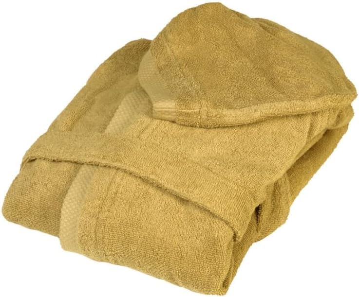 Peignoir à capuche Fazzini unisexe M en éponge Square absorbante coloris moutarde