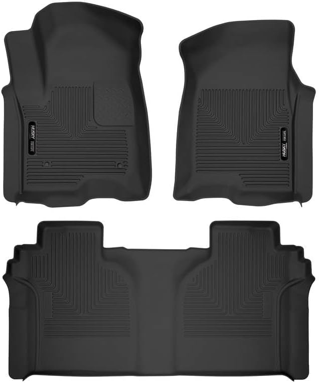 Husky Liners X-Act Contour Floor Mats for 2019-2026 Chevy Silverado & GMC Sierra Crew Cab w/Underseat Storage - Black 3-Pc Front & Rear