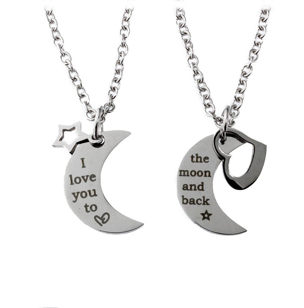 R.H. Jewelry Mens Womens Stainless Steel Pendant Couple Necklace Set