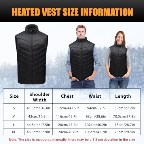 Tiazhan Beheizbare Weste, mit Powerbank, Leichte und Wiederaufladbare Heizjacke, Intelligente Heizjacke, Beheizbare Weste Herren, für Männer und Frauen, M