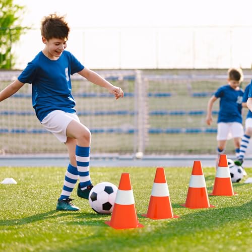 Pylonen 23cm, 12 Stück Stapelbare Warnkegel, Verkehrshütchen Markierungskegel für Outdoor Aktivitäten und Festliche Veranstaltungen, Pylonen Kinder für Fußball, Sport & Hundetraining