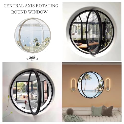 Ventana redonda giratoria de aluminio con cristal de ventilación para dormitorios 4