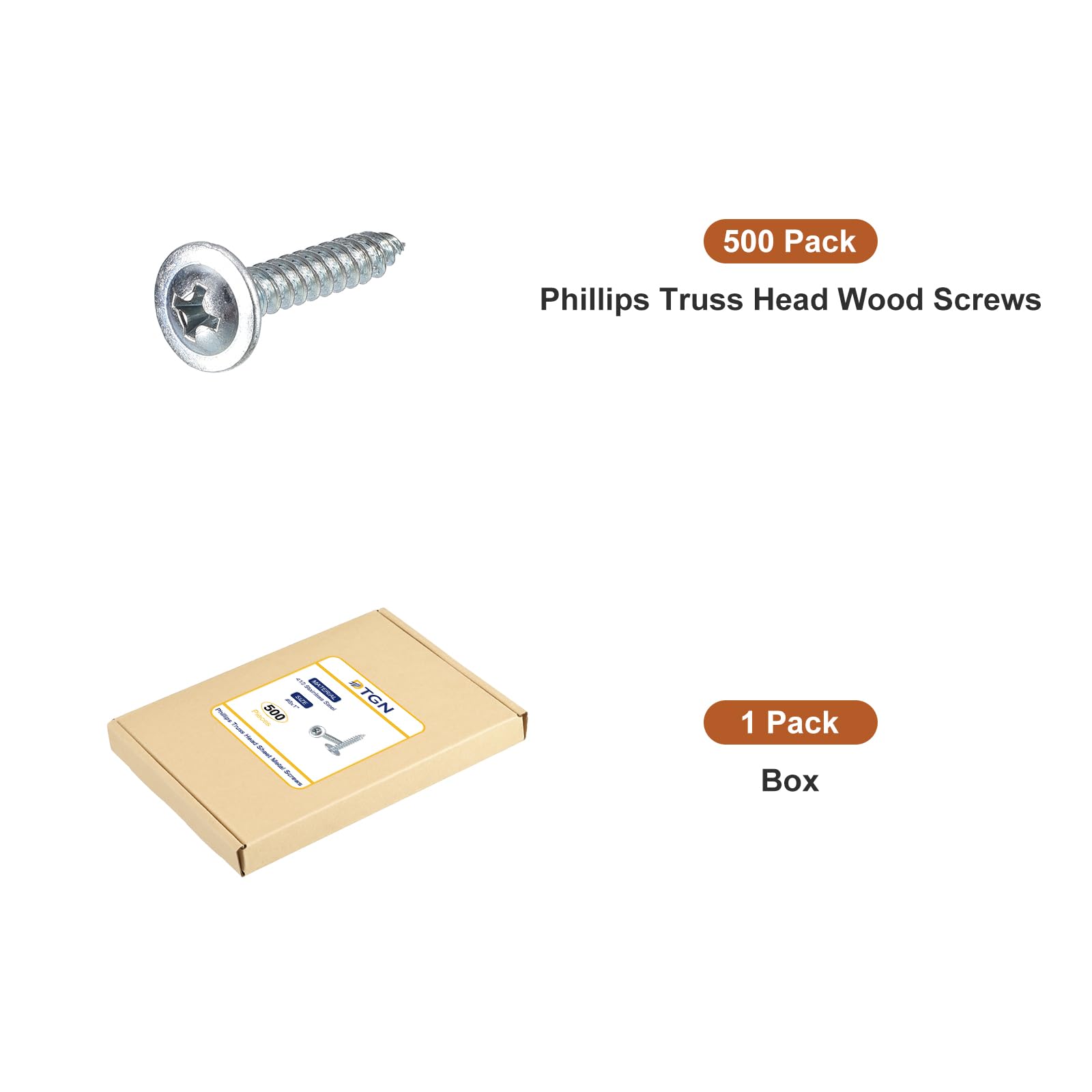 500 Viti Per Legno Testa Piana Phillips Nere Zincate - #8 X 1 Pollice, Rok
