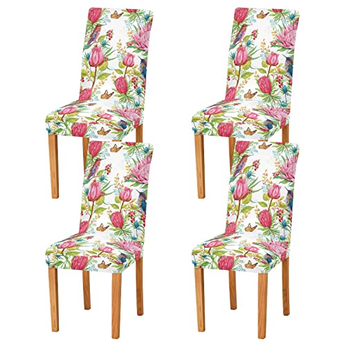 Xigua Hummingbird Garden Chair Covers For Dining Room 2 Pack, Stretch Removable Chair Slipcovers, Universal Parsons Chair Protector For Kitchen, Hotel, Party, Banquet Decoration #TOP1