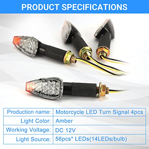 Oxmart Motorcycle Turn Signals 4Pcs Led Rear Turn Signals Amber Turn Signals Universal Fit For Honda Shadow Suzuki Kawasaki Harley Yamaha Ducati Cruiser Bobber Chopper Dirt Bike #TOP3