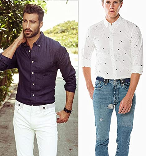 Image of WERFORU 4 Pack No Buckle Show Belt for Men Buckle Free Stretch Belt for Jeans Pants 1.38 Inches Wide