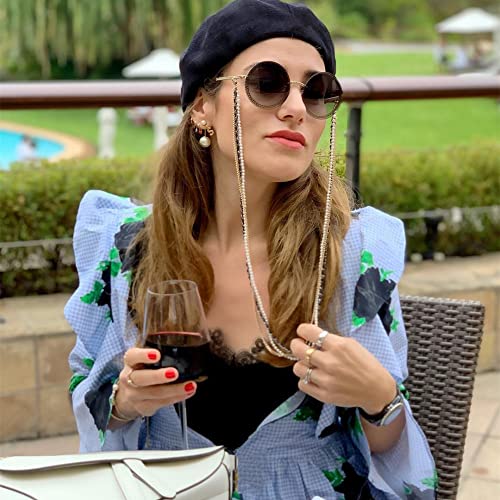 HMRGLMIE-Gold Frame Sun Glasses Female Shades Vintage Round Sunglasses Women with Pearl Chain Accessory Design Retro2