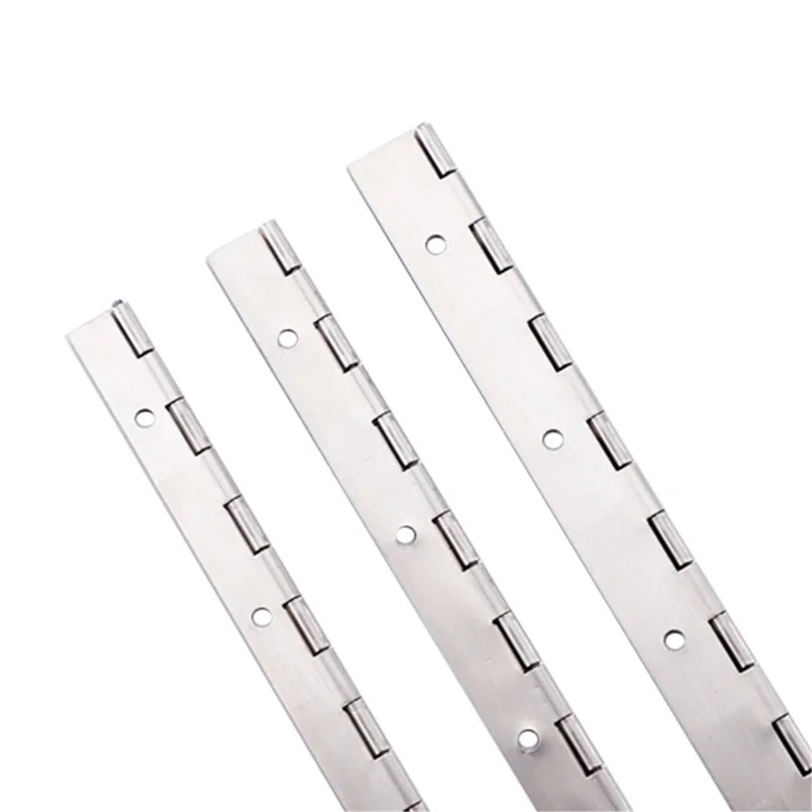 Charnière de piano argentée haute résistance en inox pour portes lourdes et coffres de rangement