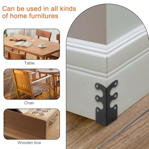 Image of 6Pcs Skiffers Baseboard Corner Protectors, Rustic Vintage Metal Corner Guard, Decorative Baseboard Shield, Brass Skirting Board Protection, Antique Bronze Furniture Edge Protector (Black)