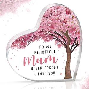 Gifts for Mum, Exquisite Mum Birthday Gifts from Daughter Son, Heart-Shaped Plaque Desk Decor, Best Mother Presents Idea
