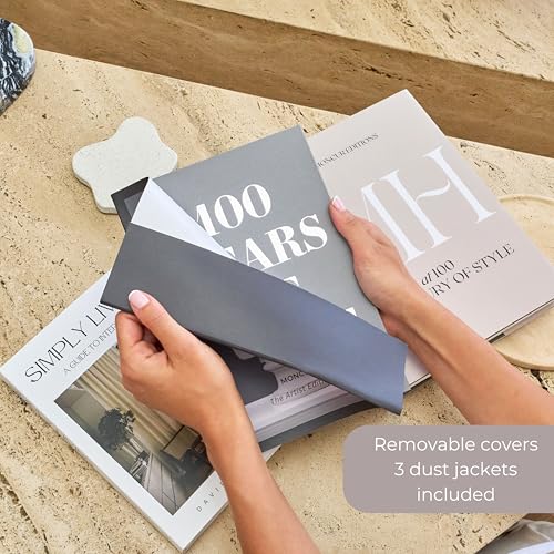 Image of Decorative Coffee Table Books for Home Decor Accents Bookshelf Decor with Real Blank Pages and Removable Covers Set of 3 Mid Century Modern Fake Books for Decoration Room Decor Aesthetic