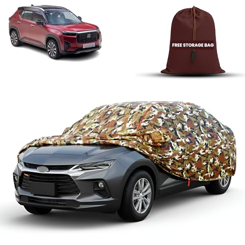 Image of MORNYRAY Car Cover for Honda Elevate | Fully Waterproof Car Body Cover | with Mirror & Antenna Pocket | Dustproof, Windproof & Anti-Scratch Lining, Camouflage