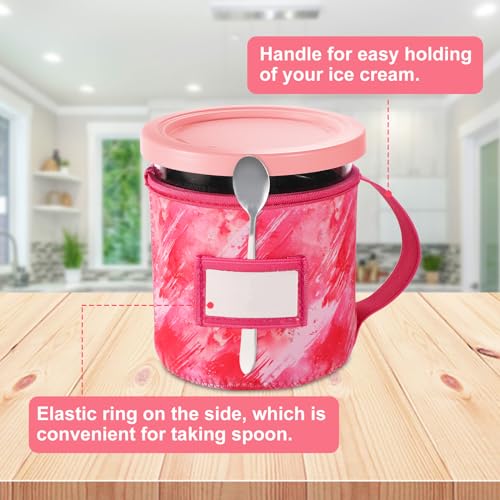 image for lasuroa 2pcs Ice Cream Neoprene Sleeves, Tie-Dye Prints Reusable Insul