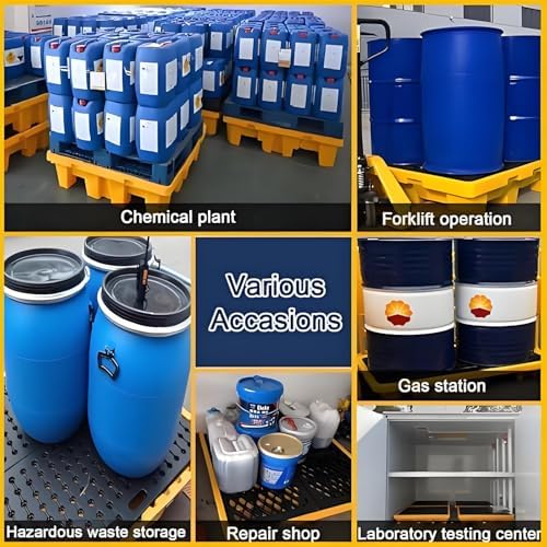 Heavy-Duty Modular Spill Pallet - Leakproof Containment Tray with Drain Outlet & Forklift Pockets, Stackable Polyethylene Design for Oil & Chemical, 72x72x16cm