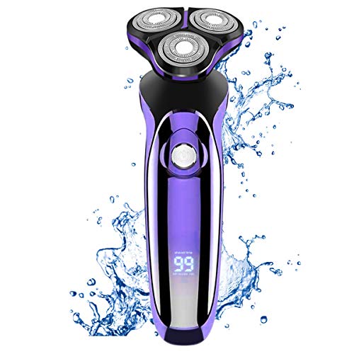 Electric Razor, Electric Shavers for Men, Dry Wet Waterproof Mens Rotary Facial Shaver, Portable Face Shaver Cordless Travel USB Rechargeable with Pop-up Trimmer LED Display for Shaving Husband Dad