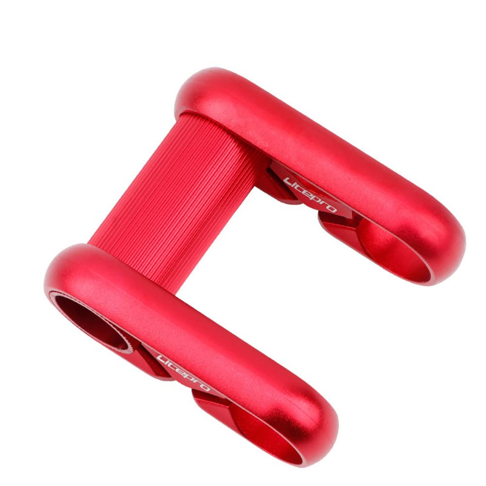 eWINNER Bicycle Horizontal Handlebar Full Hollow Ultralight Double Stem 25.4MM Exquisite Anode Surface Treatment All Cnc Folding Bike Aluminum Alloy Accessories for BYA412/DAHON SP8 Bicycle (Red)