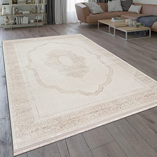 Teppich-Traum Wohnzimmer-Teppich Orient Klassischer Bordüre Dezente Ornament Verzierungen - beige,...