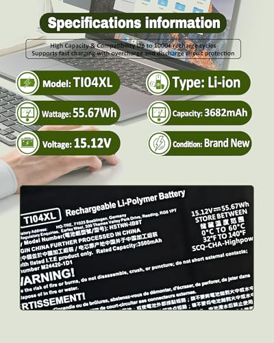 Image of TI04XL M24563-005 Battery Replacement for HP Envy 17 Envy 17-ch Series Laptop 55.67Wh