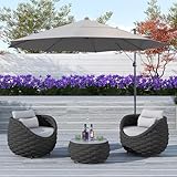TWT 3 Pieces Aluminum Patio Furniture Set Modern Patio Set with Coffee Table, No Assembly Required Outdoor Conversation Set with Dark Grey Cushions for Balcony, Porch, Lawn