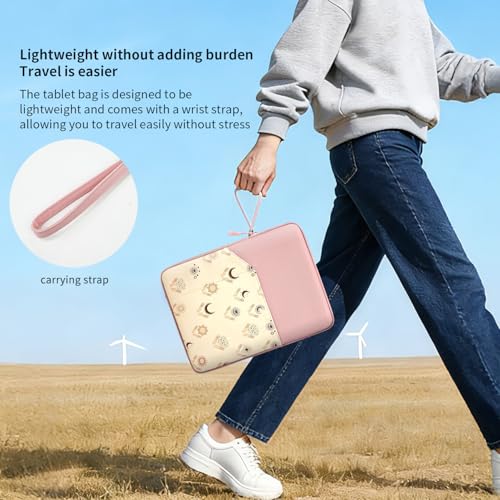 Image of MOCA Universal 7-8 Inch Tablet Sleeve Case, Polyester Protective Cover with Zipper and Wrist Strap, Compatible with Kindle, iPad mini, Samsung, Lenovo Tablets (Mystic Moon, 7-8 inch)
