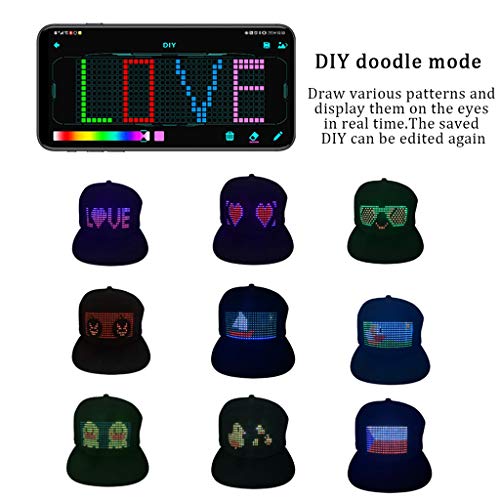 menolana LED Luminoso Flash Magia Bluetooth Inteligente Tela de Moda Chapéu Chapéu Extravagante Cap