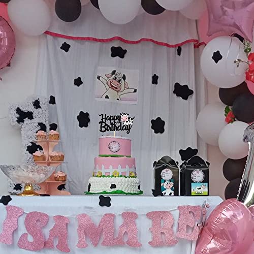 1 Pcs Cow Happy Birthday Cake Topper Glitter Farm Animals Birthday Cow Cake Pick Decorations For Cow Theme Baby Shower Kids Boys Girls 1St Birthday Party Cake Decorations Supplies #TOP5